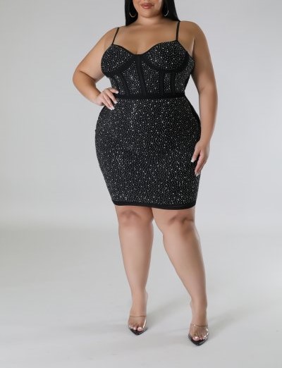 PLUS RHINESTONE DRESS